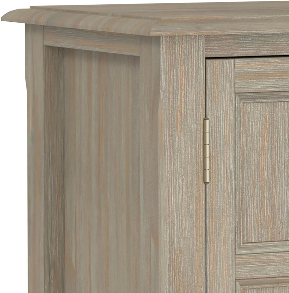 SIMPLIHOME Burlington 30" Wide Solid Wood Cabinet in Distressed Grey