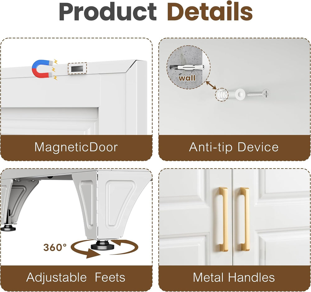 Metal Wardrobe Cabinets,Armoire Wardrobe Closet with Hanging Rod,Clothes Stor...