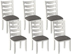 Solid Wood Dining Chair Set of 6, Kitchen Dining Room Chair with Upholstered Cushion & Wooden Legs, Modern Wood Side Chairs for for Kitchen, Washed Gray