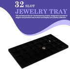 Novel Box 5 Pack 32-Slot Black Liner Jewelry Storage Tray Inserts 14.75x8.25x1 Inches - Jewelry Organizer Pad for Drawers & Store Displays - Jewelry Display Pads for Rings Earrings & Pendants