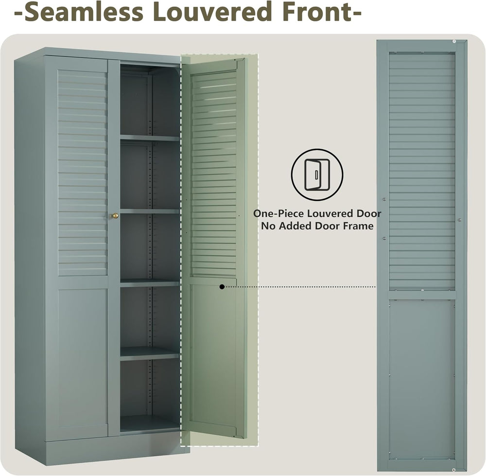 Freestanding Pantry Cabinet with 4 Adjustable Shelves for Kitchen | Space-Sav...