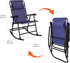 Amazon Basics Outdoor Portable Folding Rocking Chair with Headrest, Ergonomic Design, Weather-resistant Textilene Fabric for Porch, Blue