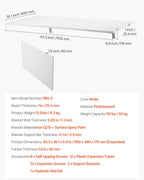 VEVOR Wall Mounted Folding Table, 43.3 x 18 inches Wall Mount Table, Floating Desk with Iron Bracket, Fold Down Desk for Small Spaces, Home Office, Dining, Laundry Room, Kitchen, Bar, White