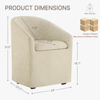 Upholstered Dining Chairs with Casters, Washable Cover Modern Dining Room Chairs with Barrel Backrest & Dual Armrest for Kitchen, Living Room, Bedroom, Sand Fabric, 4PCS
