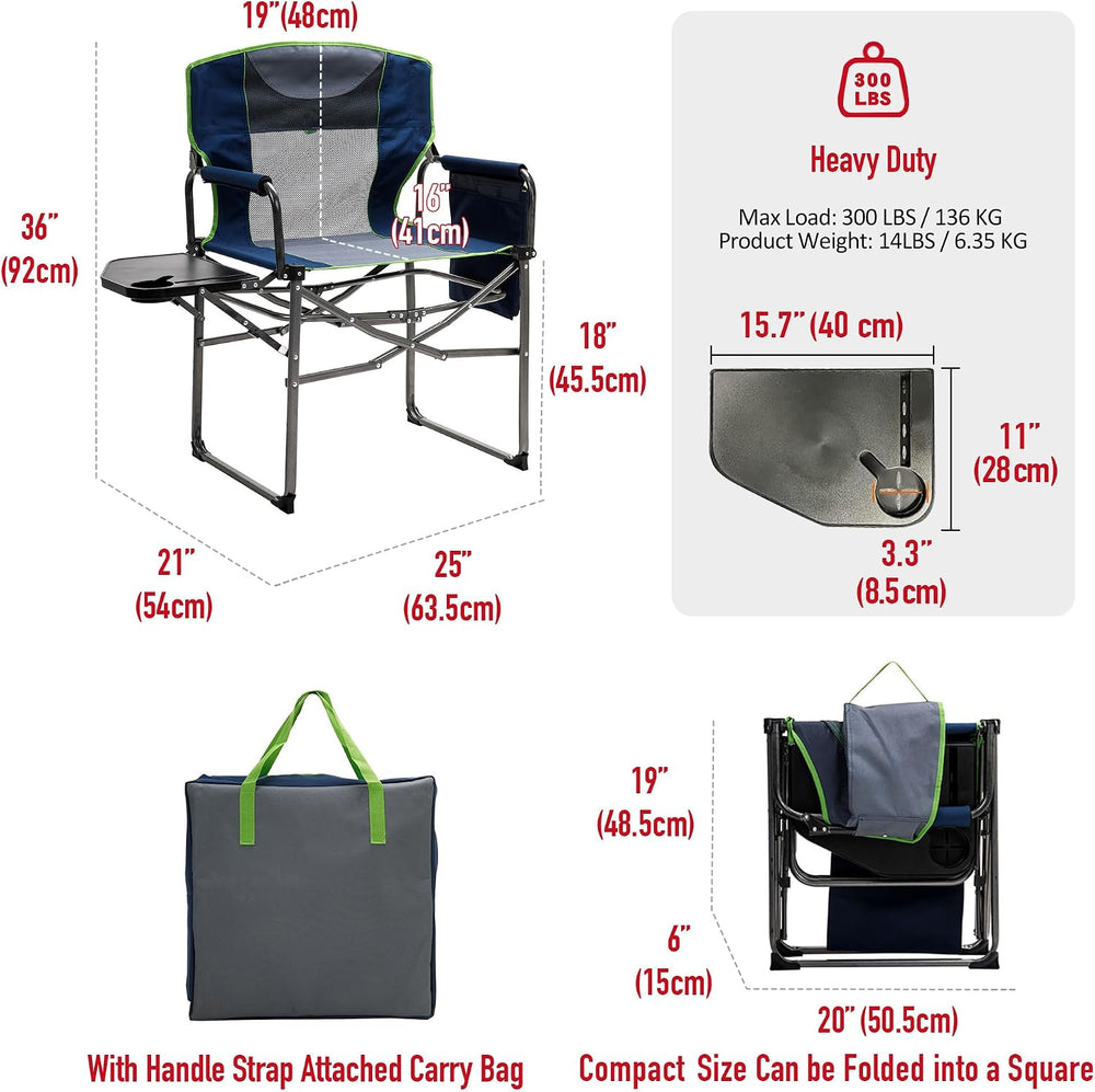 SUNNYFEEL Oversized Camping Chair Portable Directors Chairs with Side Table |...