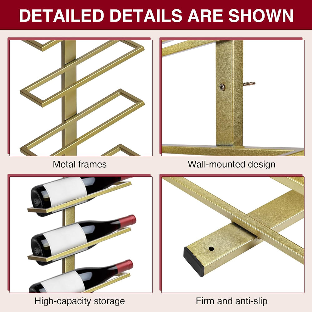 60-Bottle Wall Mounted Wine Rack, 5 Pack Modular Metal Wine Holder, Detachabl...