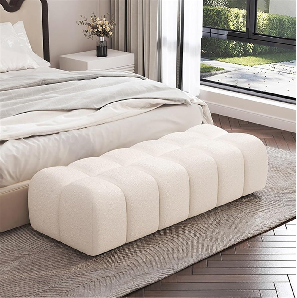 Modern Fabric Bed end Bench Long Bedroom Dressing Room Sofa Entryway(XS)