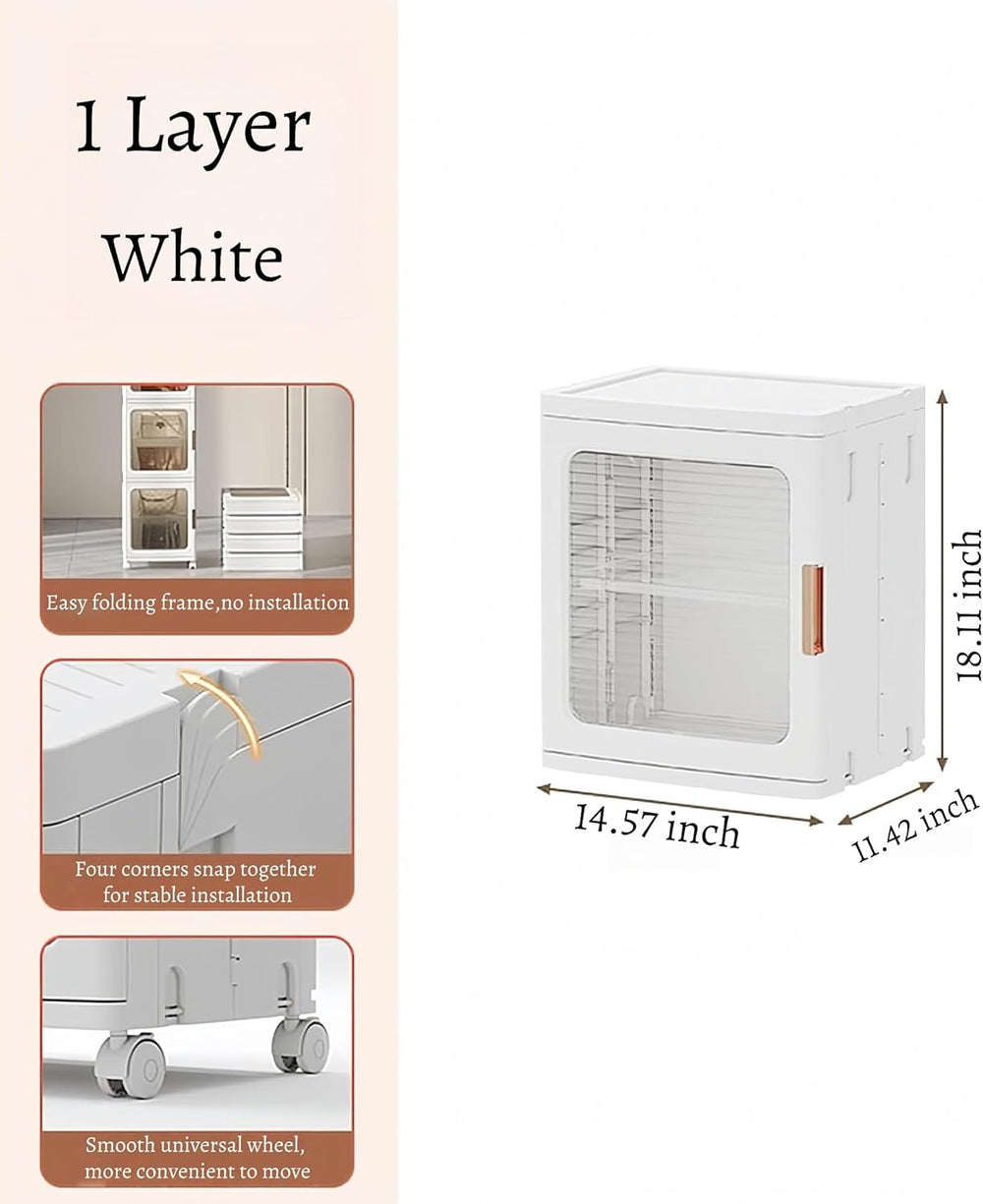 Countertop Storage Cabinet with Door and Shelf Mini Foldable Small Cabinet Or...