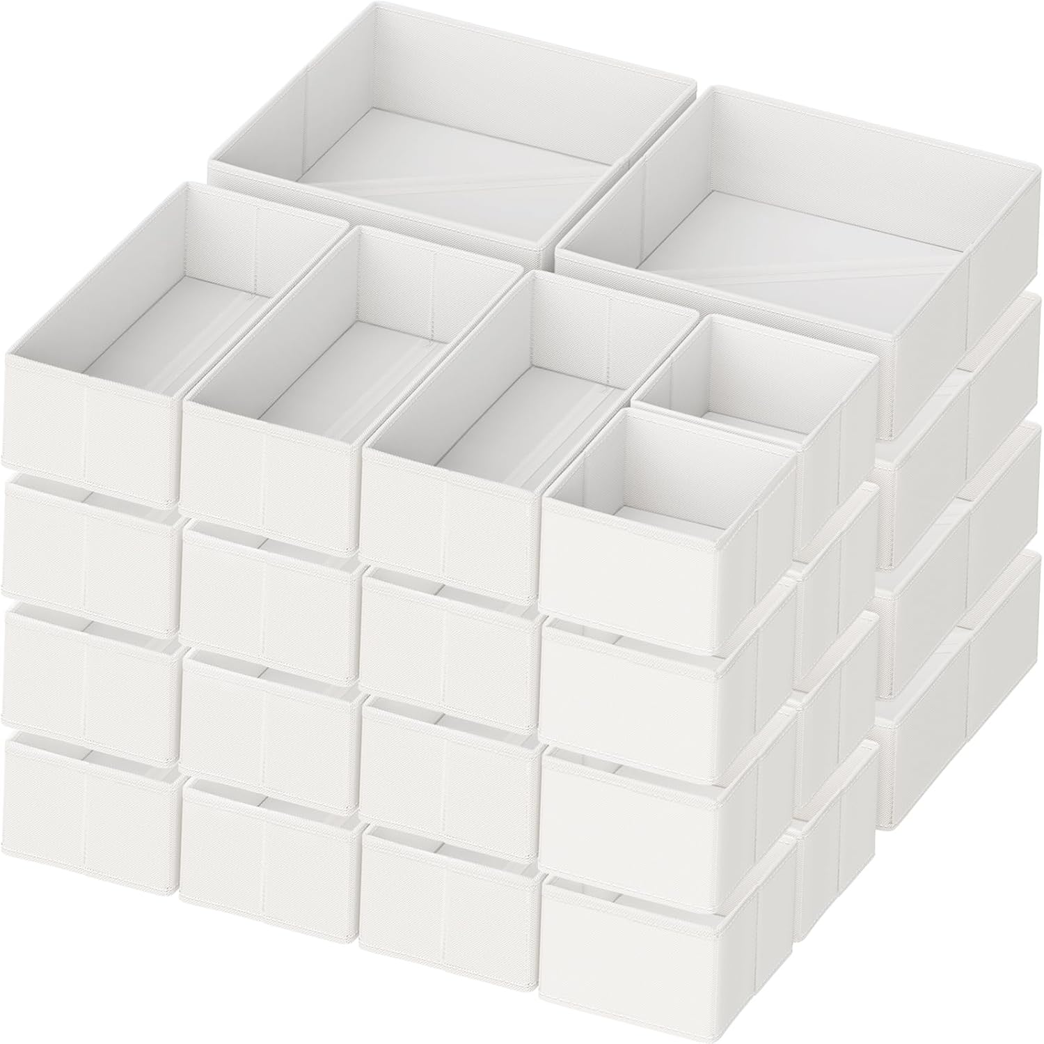 Criusia Drawer Organizer Clothes, 24 Pack Dresser Organizer for Baby Clothes, Underwear, Sock- Foldable Closet Organization and Storage Dividers Bins for Nursery, Bedroom and Dorm (White)