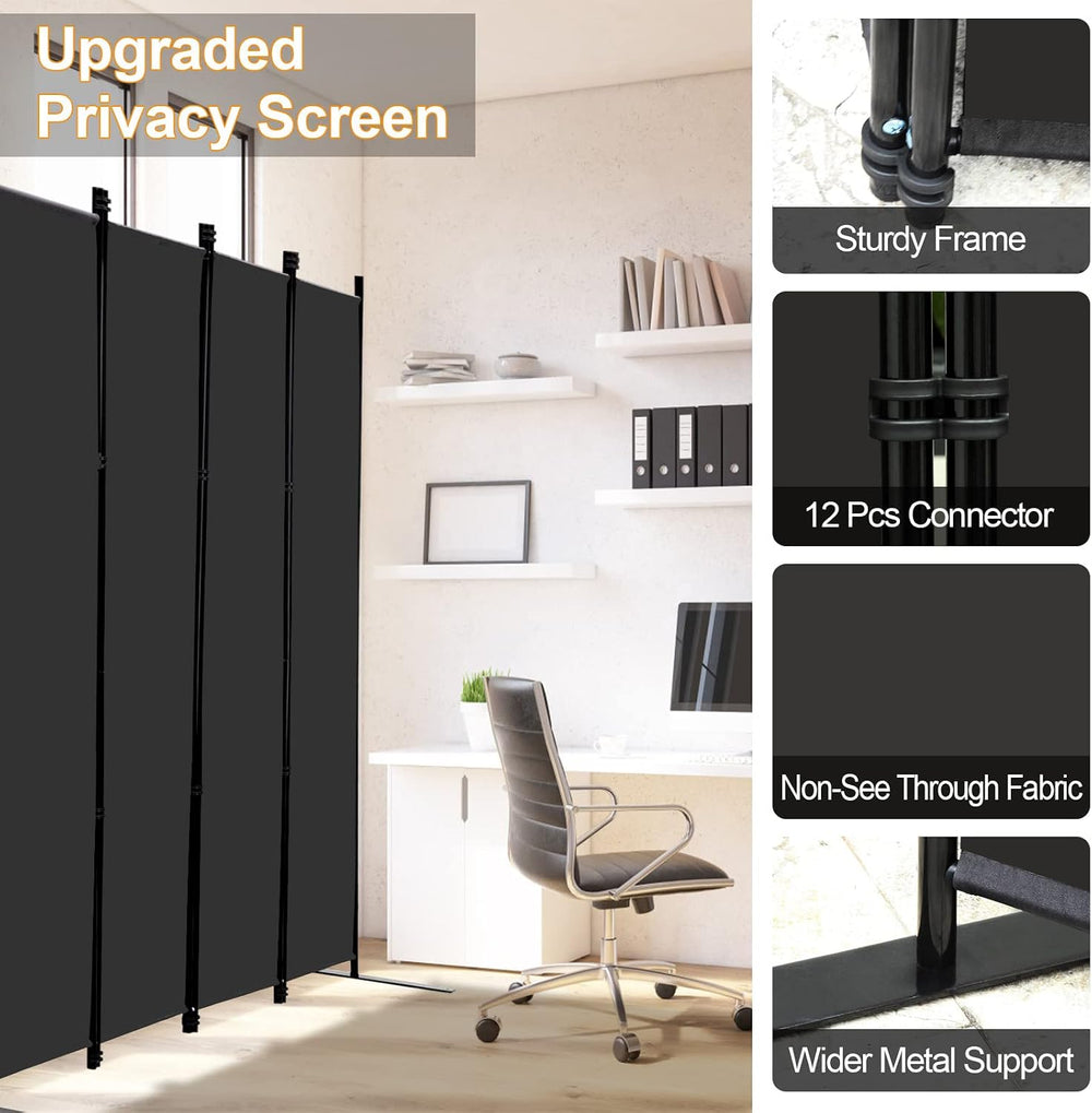 MAYOLIAH 4 Panel Room Divider 6Ft Tall Indoor Foldable Privacy Screen wall