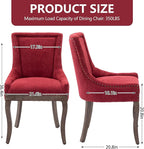 Modern Dining Chairs Set of 4, High Back Dining Chairs Side Chairs with Solid Wood Legs, Upholstered Fabric Dining Room Chairs for Dining Room Kitchen, Burgundy Red