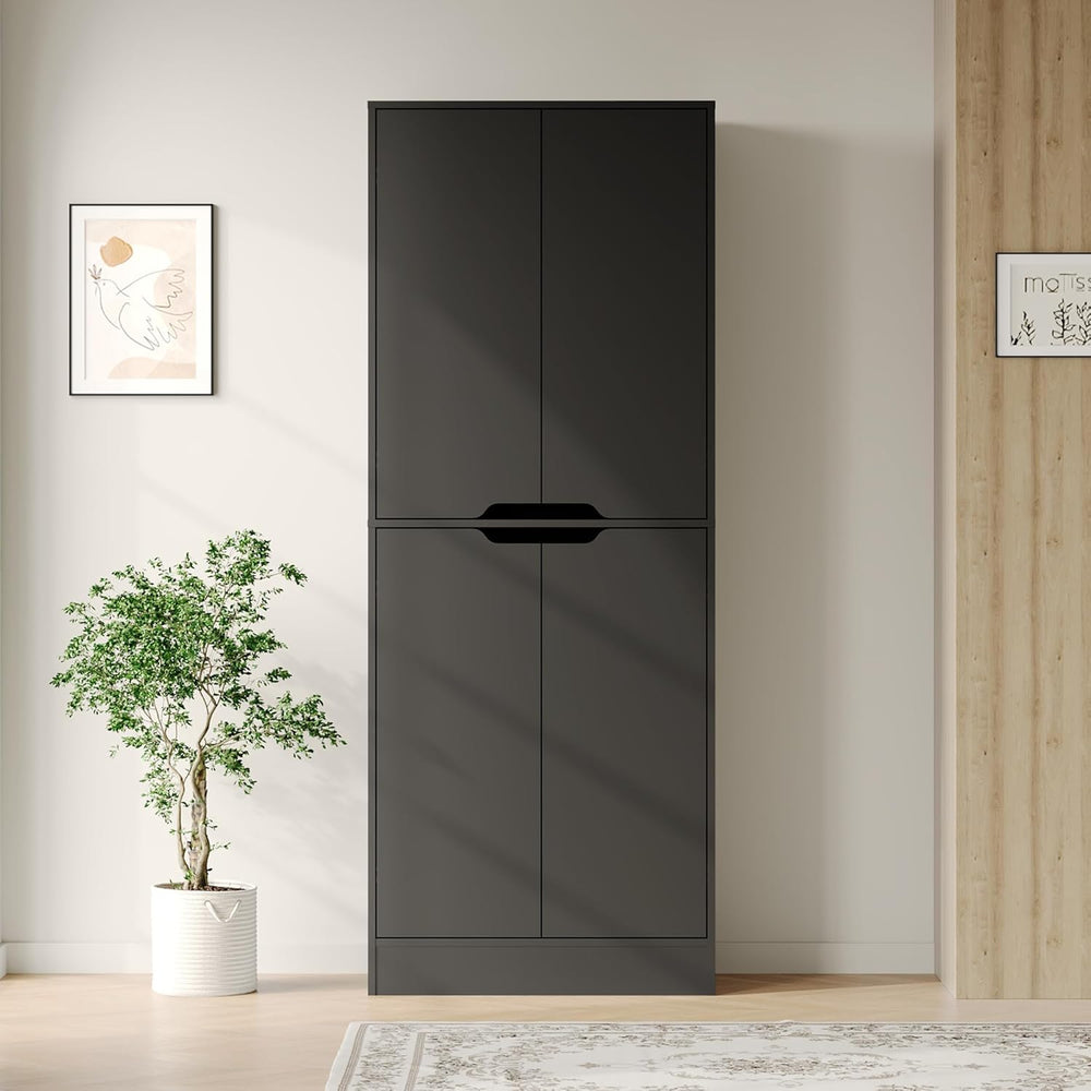 Housoul 71" Tall Freestanding Kitchen Pantry Cabinet, 4 Doors Freestandi...