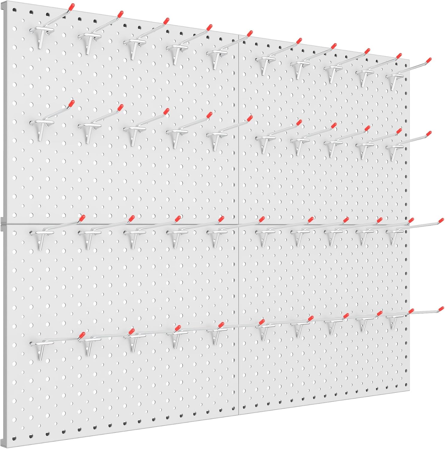TORACK Metal Pegboard Panels and Hooks for Garage, Workbench, Shop, Shed Tool Organizer Peg Board with 1/8" & 1/4" Holes, Modular Wall-Mounted Pegboard with Pegboard Hooks(Light-Grey)