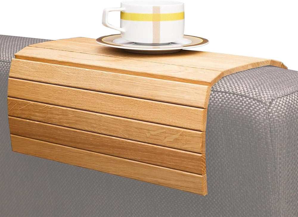 Couch Armrest Table - Wooden Side Arm Table, Folding Sofa Tray, Durable Armre...