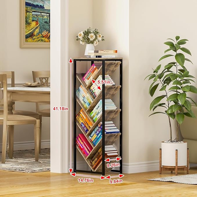 Tree Bookshelf - 9 Tier Floor Standing Tree Bookshelf for Hardcover Books, Sm...