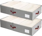 Under Bed Storage Bins with Clear PVC Lids – 2 Pack Large Underbed Organizers with Heavy-Duty Handles, Reinforced with 800G PP Panels & 80G Non-Woven Fabric – Waterproof & Foldable, Gery