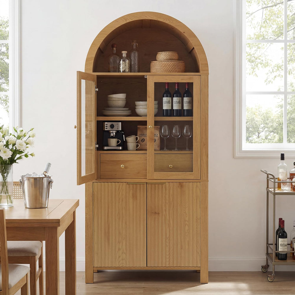 SOFTSEA 71" Tall Kitchen Pantry Cabinet with Adjustable Shelves, Fluted ...