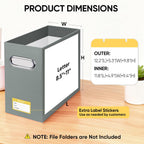 BALEINE File Organizer Box, Cardboard File Folder Organizer with Handle for Letter Size, Portable Collapsible Hanging Filing Box for Home Office Document Storage (4 Pack, Grey)