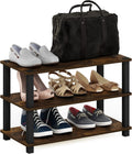 Furinno Turn-S-Tube 3-Tier Shoe Rack, Amber Pine/Black