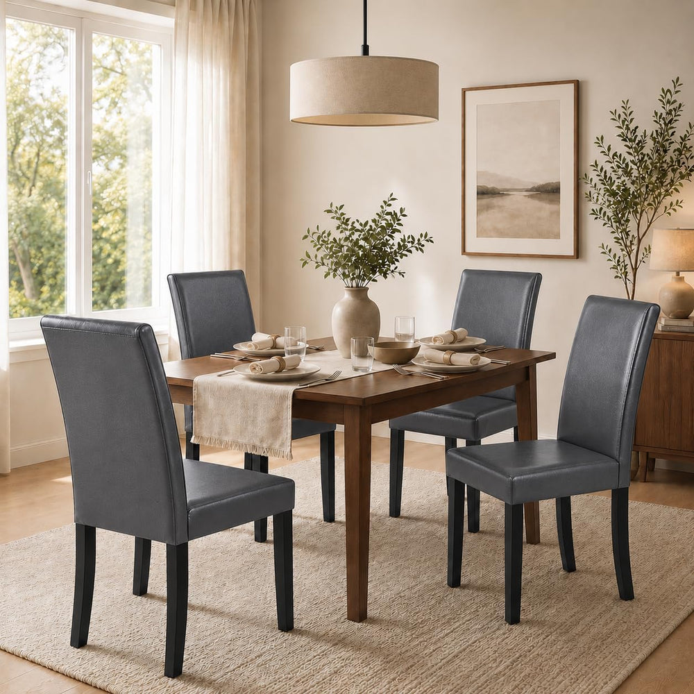 Yaheetech Dining Chairs Set of 4 Upholstered Kitchen Chairs Dark Gray
