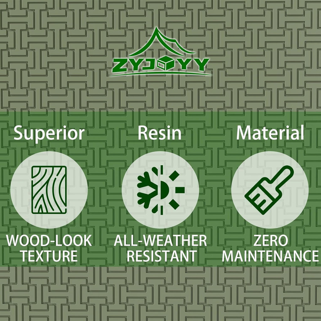 ZYJOYY Outdoor Storage Box, 90 Gallon Deck Box, Waterproof Resin Storage Bin for Patio Cushions, Gardening Tools, Lockable, UV Resistant,Olive Green