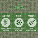 ZYJOYY Outdoor Storage Box, 90 Gallon Deck Box, Waterproof Resin Storage Bin for Patio Cushions, Gardening Tools, Lockable, UV Resistant,Olive Green