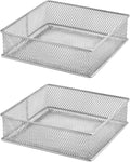YBM HOME Silver Mesh Drawer Cabinet and or Shelf Organizer Bins, School Supply Holder Office Desktop Organizer Basket (2, 6x6x2 Inch)