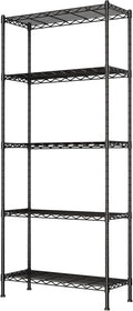 GIOTORENT 5-Wire Garage Shelving Storage Shelves, Metal Shelf Organizer 1400Lbs Capacity, Kitchen Storage Adjustable Shelf for Laundry Bathroom Pantry Closet, Black 30.2''L x 14.2''W x 79.1" H