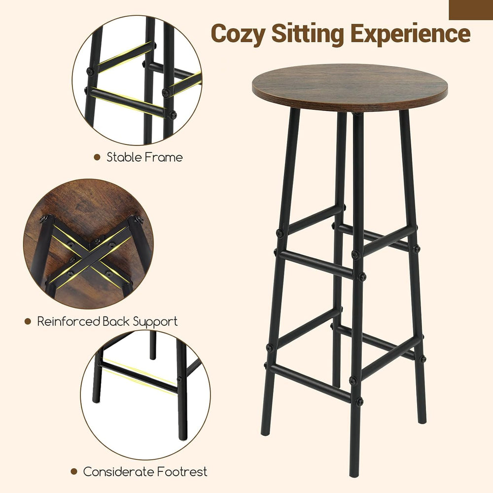 Giantex 3 Pieces Bar Table and Stools Set, Bistro Table Set with Glass Holder...