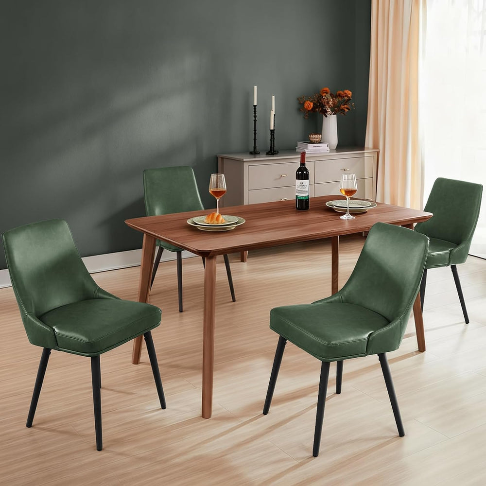 kinmars Kitchen & Dining Leather Dining Chairs Set of 4, Green