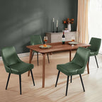 Modern Upholstered Dining Chairs Set of 4 with Thick Seat Cushion and Curved Back, Synthetic Leather Mid-Century Dinner Chair for Kitchen, Dining Room,Cafe (Faux Leather-Green, Set of 4)