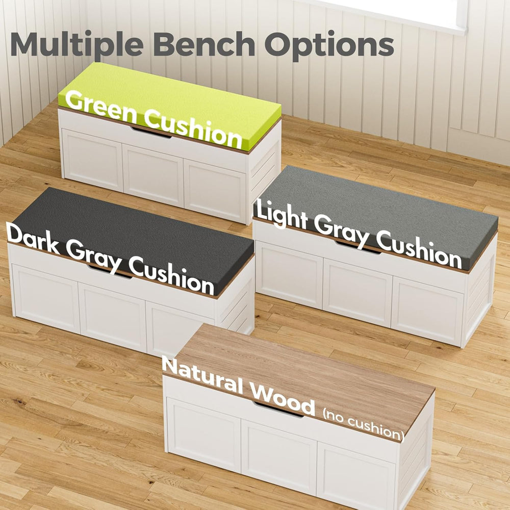 Kikihouse L-Shaped Corner Storage Bench with Cushion, Backless Wood Bench wit...