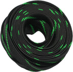 30ft PET Expandable Sleeving Wire Cable Sleeve (2/5", Green&Black)