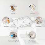 Vanity Tray Makeup Organizer Cosmetics Storage Bathroom Skincare Organizer Countertop Display Rack in Dresser Stainless Steel Shelf Marble Print Ceramic Trays