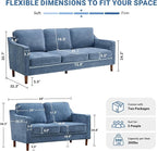 Kingfun Living Room Furniture Sets, 3 Seater Couch and Loveseat, Mid Century Modern Sofa Set, Chenille Couch with Solid Wood Frame for Living Room & Bedroom, Light Blue