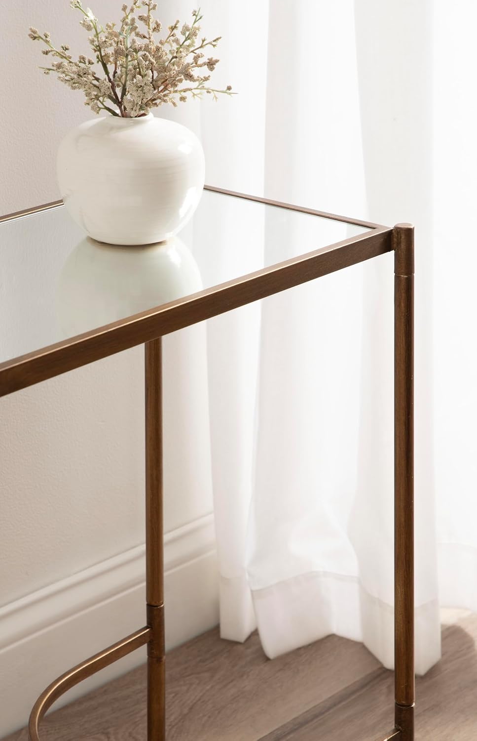 Kate and Laurel Catriona Modern Glam Metal Skinny Side Table, 19 x 11 x 24, G...