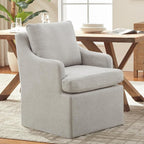 VKNOW Upholstered Dining Chairs Set of 2, Modern Kitchen Chairs Dinner Chairs with 4 Casters, Chenille Armchair for Bedroom Reading Room Living Room, Light Grey