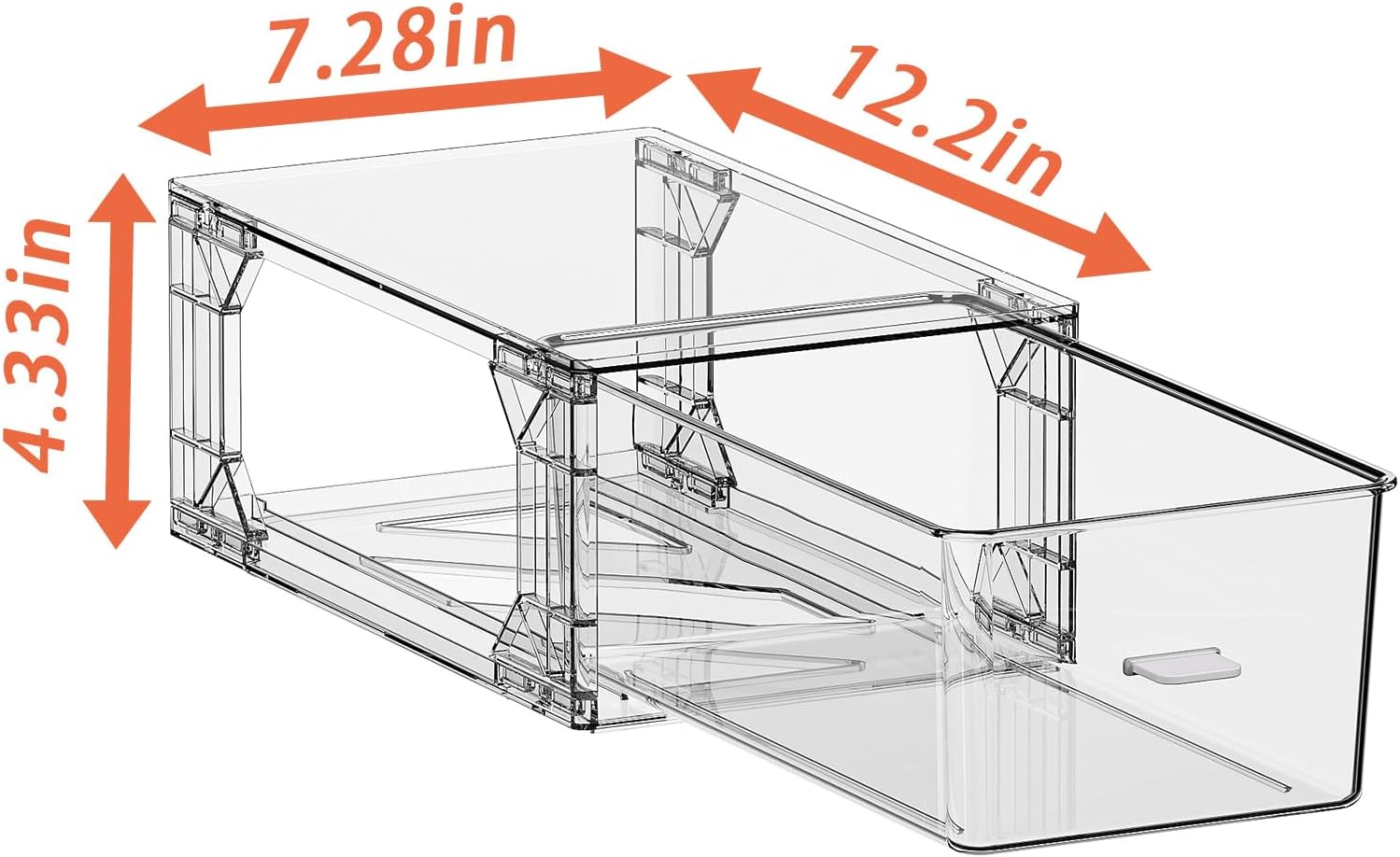 clear Drawer-Type Plastic Storage Box Bins Organizer，Family First Aid Kits Medicine cabinet Box Organizer,Closet ，Shelf，Ointments, Adhesive Bandages，Cosmetics,Office Items (clear, ZZ4L)