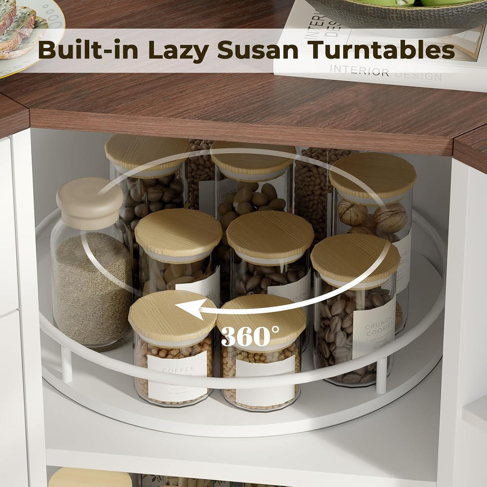 Corner Cabinet w/Charging Station, Kitchen Pantry w/Lazy Susan Turntable | Fa...
