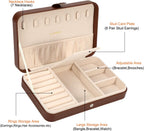 LANDICI Small Jewelry Box for Women Girls, PU Leather Travel Jewelry Case, Portable Jewelry Organizer Storage Holder Display for Ring Earrings Necklace Bracelet Bangle Men Kids Gift, Coffee