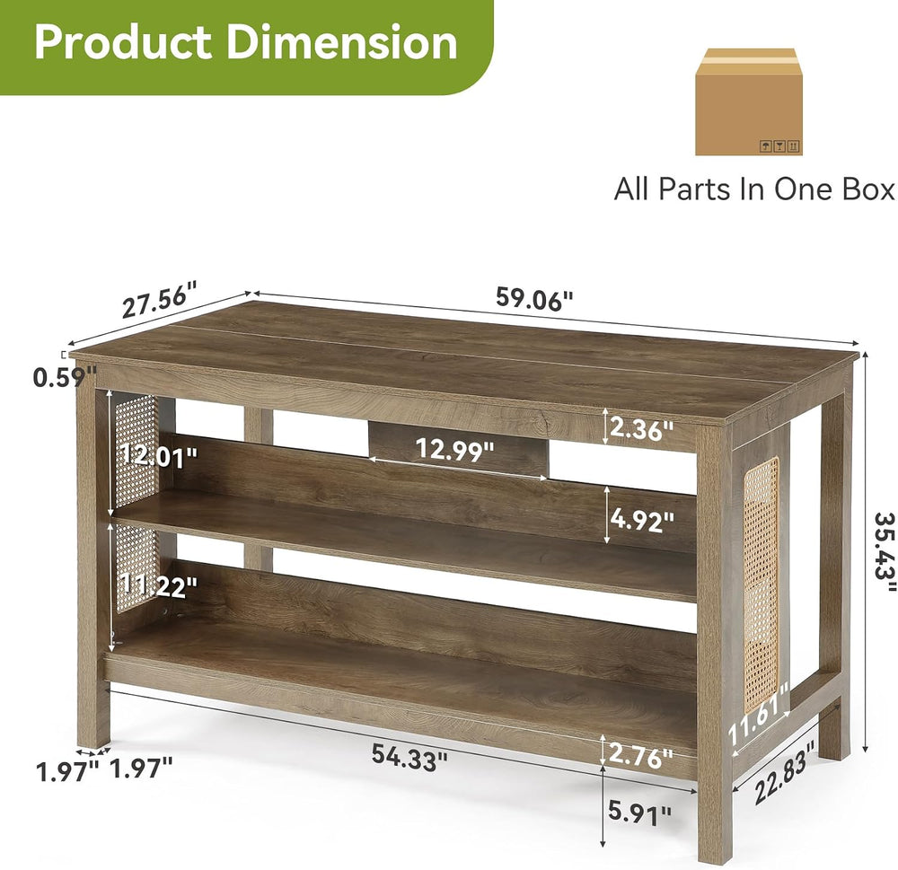 LITTLE TREE Kitchen Island with Storage, Kitchen Table with Large Worktop | W...