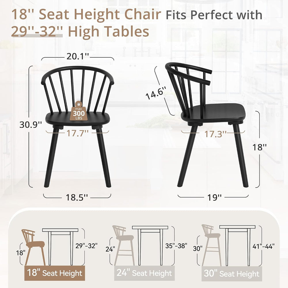 LUE BONA Black Dining Chairs Set of 4, Farmhouse Wood Dining Chairs with Semi...