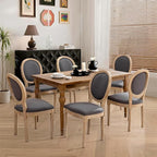 French Country Dining Chairs Set of 6,Farmhouse Upholstered Dining Room Chairs with Round Back and Solid Leg,Fabric Kitchen Side Chairs for Kitchen/Bedroom/Dining Room,Gray