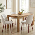Wooden Dining Chairs Set of 4, Dining Room Chairs with Wood Legs, Upholstered Dining Chairs Modern Fabric Kitchen Chairs with Back for Kitchen/Living Room/Restaurant, Tool-Free Assembly, White