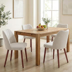 Wooden Dining Chairs Set of 4, Dining Room Chairs with Wood Legs, Upholstered Dining Chairs Modern Fabric Kitchen Chairs with Back for Kitchen/Living Room/Restaurant, Tool-Free Assembly, White