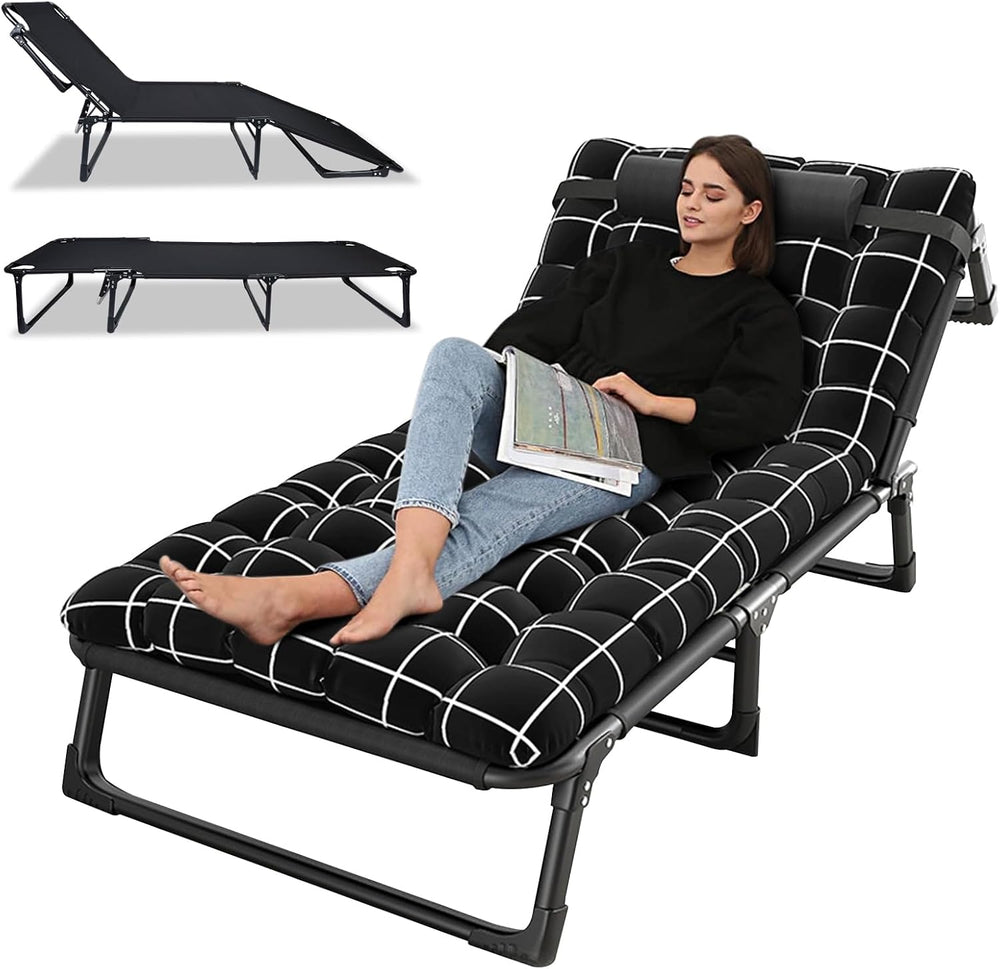 Chaise Lounge Chair | Outdoor Tanning Chair with Pillow[4 Positions] | Heavy ...