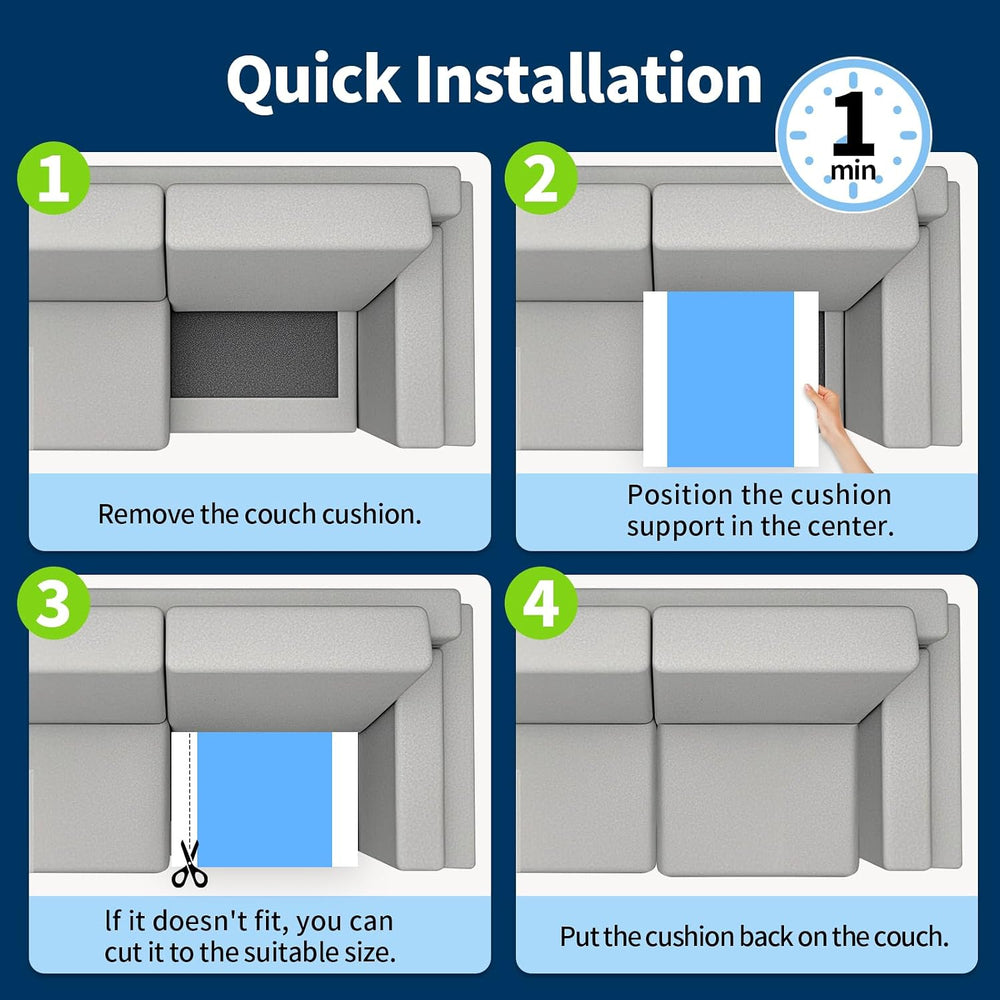 Upgraded 2-in-1 Couch Cushion Support for Sagging Cushions 22x22x2.4 - Under ...