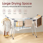 APEXCHASER Clothes Drying Rack Foldable, Large Drying Rack Clothing, Winged Laundry Rack Folding Indoor Outdoor, Metal Clothes Airer for Bedding Towel Sweater Heavy Duty, 68.9" X 22" X41.3", White