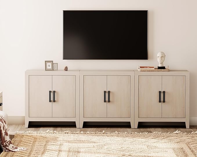 WAMPAT Farmhouse TV Stand for TVs up to 85 Inch, Rustic Wood Entertainment Ce...