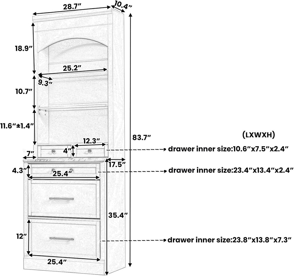 Kitchen Pantry Cabinet, 83.7" Freestanding Storage Cabinet with Hutch, F...